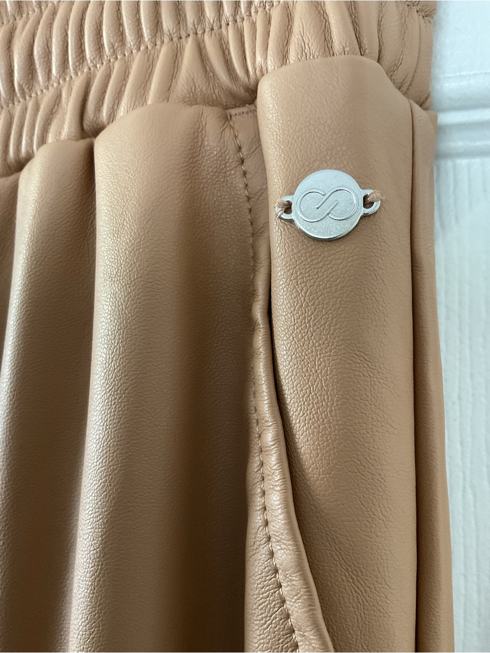CALIA Women’s Faux Leather Jogger Pants Brown Tan Pull-On Size M - Picture 5 of 11
